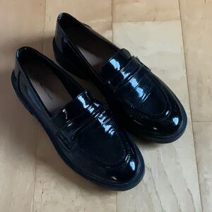 Black patent loafers